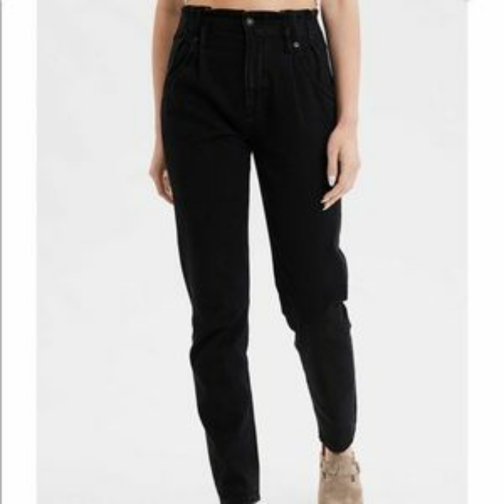 paper bag high waisted mom jeans